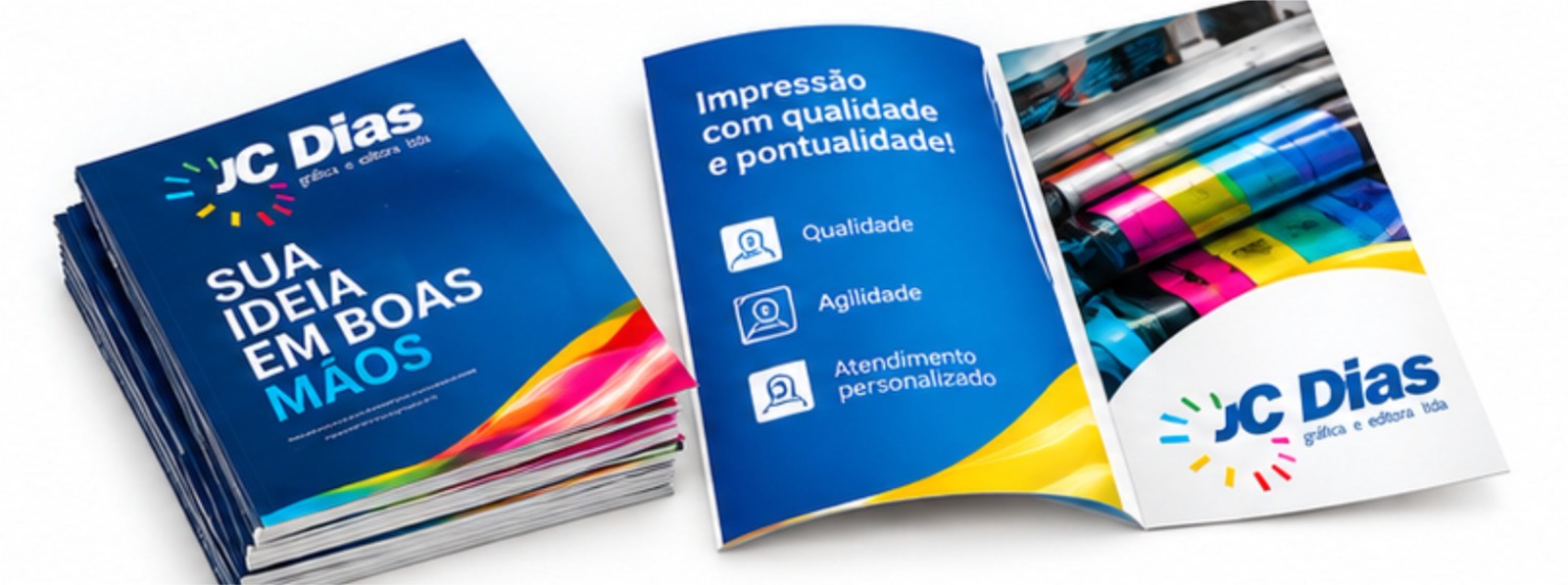 Panfletos e folhetos impressos pela JC Dias